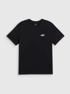 4F T-shirt loose z nadrukiem damski - czarny L