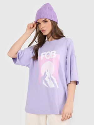 Zdjęcie produktu 4F T-shirt loose z nadrukiem damski - fioletowy L