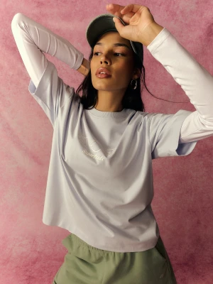 4F T-shirt loose z nadrukiem damski - niebieski M