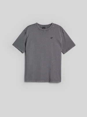 4F T-shirt loose z nadrukiem damski - szary M