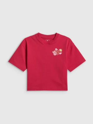 4F T-shirt loose z nadrukiem dziewczęcy - różowy 158/164 (12-14 lat)