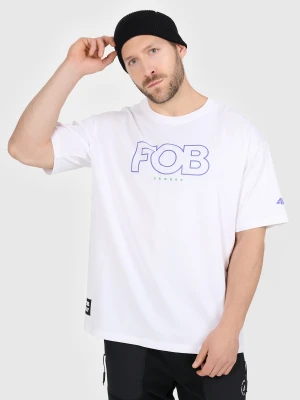 4F T-shirt loose z nadrukiem męski - biały XL
