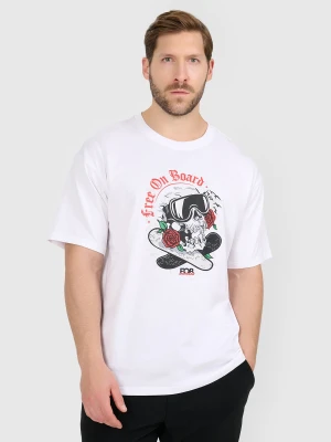 4F T-shirt loose z nadrukiem męski - biały S