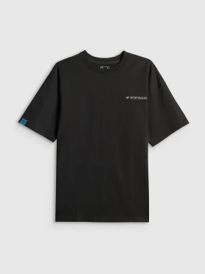4F T-shirt loose z nadrukiem męski - czarny XL