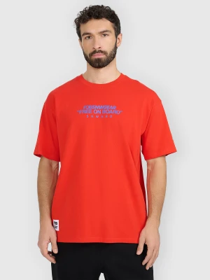 4F T-shirt loose z nadrukiem męski - czerwony M