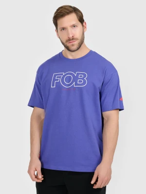 4F T-shirt loose z nadrukiem męski - fioletowy M