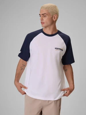 4F T-shirt loose z nadrukiem męski - granatowy S