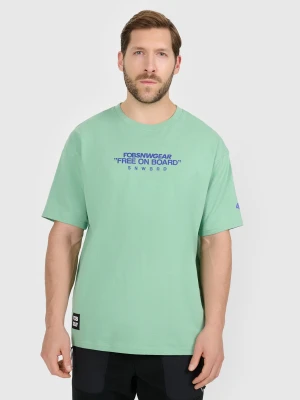 4F T-shirt loose z nadrukiem męski - miętowy XL