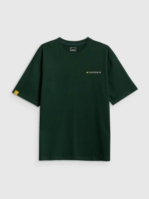 4F T-shirt loose z nadrukiem męski - zielony S