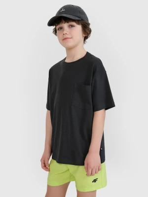 4F T-shirt oversize gładki chłopięcy - czarny 122 (6-7 lat)