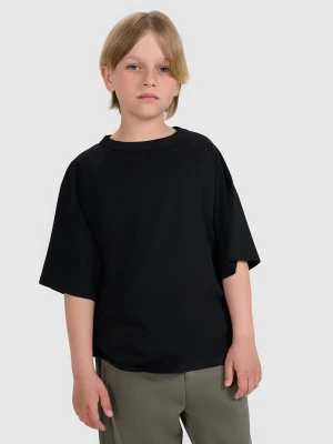 4F T-shirt oversize gładki chłopięcy - czarny 146 (10-11 lat)