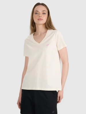 4F T-shirt oversize gładki damski - biały XS
