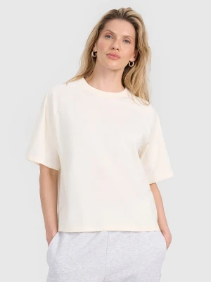 4F T-shirt oversize gładki damski - biały L