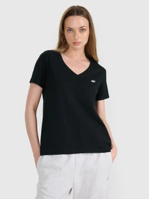 4F T-shirt oversize gładki damski - czarny XS