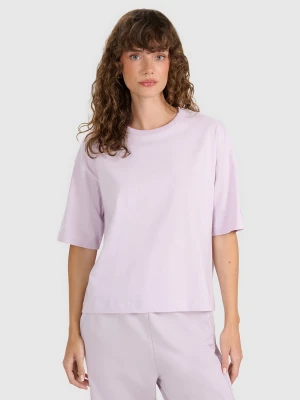 4F T-shirt oversize gładki damski - fioletowy S