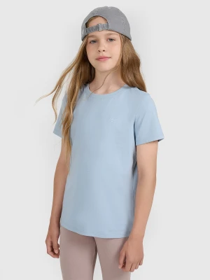 4F T-shirt oversize gładki dziewczęcy - niebieski 152 (11-12 lat)