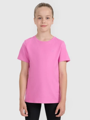 4F T-shirt oversize gładki dziewczęcy - różowy 122 (6-7 lat)