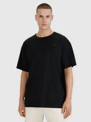 4F T-shirt oversize gładki męski - czarny L