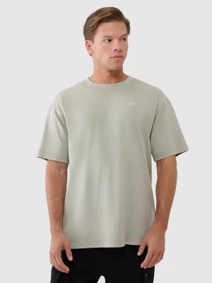 4F T-shirt oversize gładki męski - oliwkowy/khaki M