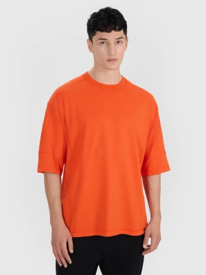 4F T-shirt oversize gładki męski - pomarańczowy XXL