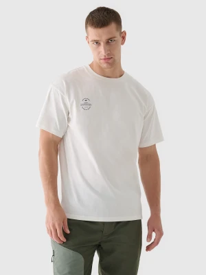 4F T-shirt oversize gładki uniseks - beżowy XL