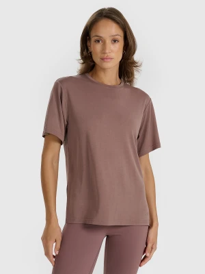 4F T-shirt oversize z modalem damski - brązowy S