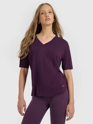 4F T-shirt oversize z modalem damski - fioletowy M