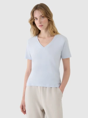 4F T-shirt oversize z modalem damski - niebieski XS