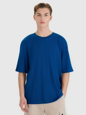 4F T-shirt oversize z modalem męski - turkusowy L