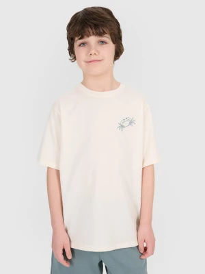 4F T-shirt oversize z nadrukiem chłopięcy - biały 152 (11-12 lat)