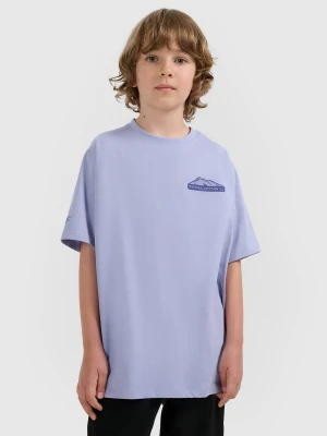 4F T-shirt oversize z nadrukiem chłopięcy - fioletowy 140 (9-10 lat)