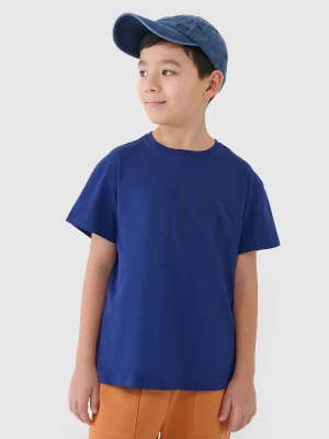4F T-shirt oversize z nadrukiem chłopięcy - niebieski 152 (11-12 lat)