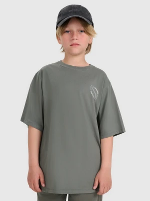 4F T-shirt oversize z nadrukiem chłopięcy - szary 128 (7-8 lat)