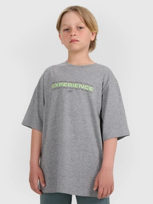 4F T-shirt oversize z nadrukiem chłopięcy - szary 122/128 (6-8 lat)