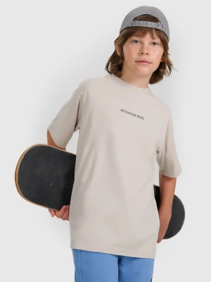 4F T-shirt oversize z nadrukiem chłopięcy - szary 140 (9-10 lat)