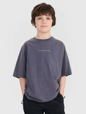 4F T-shirt oversize z nadrukiem chłopięcy - szary 146 (10-11 lat)