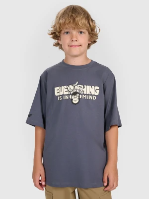 4F T-shirt oversize z nadrukiem chłopięcy - szary 122 (6-7 lat)