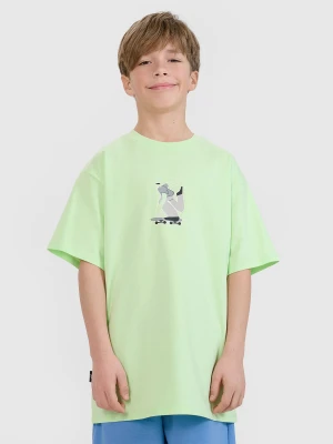 4F T-shirt oversize z nadrukiem chłopięcy - zielony 122 (6-7 lat)