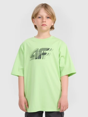 4F T-shirt oversize z nadrukiem chłopięcy - zielony 140 (9-10 lat)