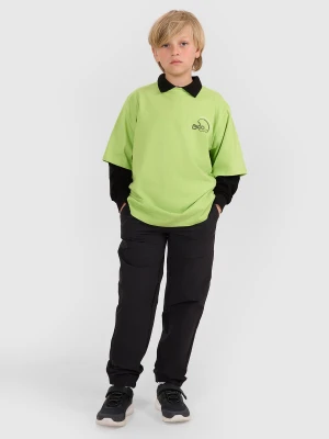 4F T-shirt oversize z nadrukiem chłopięcy - zielony 122 (6-7 lat)