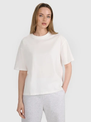 4F T-shirt oversize gładki damski - biały L