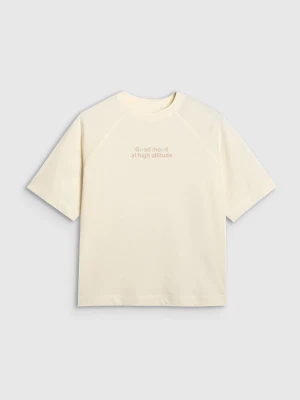 4F T-shirt oversize z nadrukiem damski - biały XXL