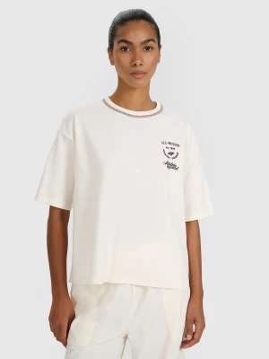 4F T-shirt oversize z nadrukiem damski - biały L