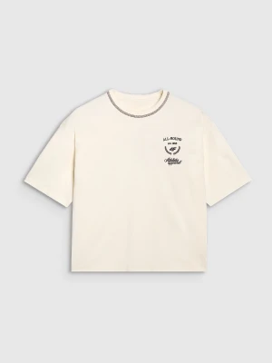 4F T-shirt oversize z nadrukiem damski - biały XL