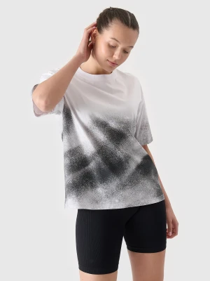 4F T-shirt oversize z nadrukiem damski - czarny XL