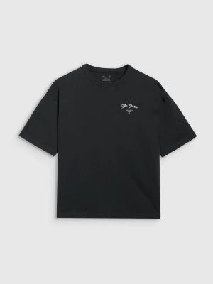 4F T-shirt oversize z nadrukiem damski - czarny L
