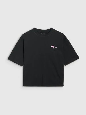 4F T-shirt oversize z nadrukiem damski - czarny L