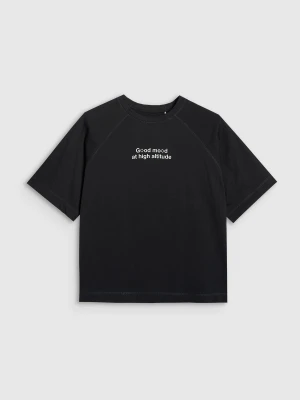 4F T-shirt oversize z nadrukiem damski - czarny XXL