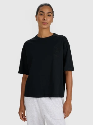4F T-shirt oversize z nadrukiem damski - czarny M