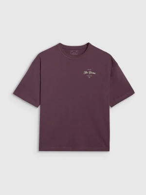 4F T-shirt oversize z nadrukiem damski - fioletowy M